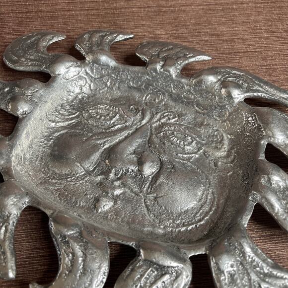 Vintage Don Drumm Aluminum Sun Face Platter, Signed Cast Metal Wall Art, 1977 - Picture 4 of 7